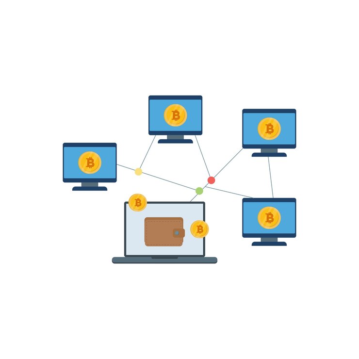 वेक्टर bitcoin monitors are interconnected