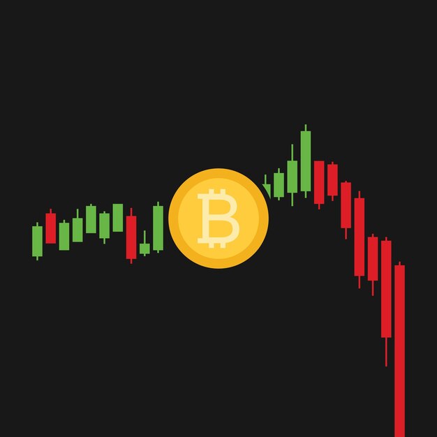 Vector bitcoin neerwaartse trend abstracte illustratie