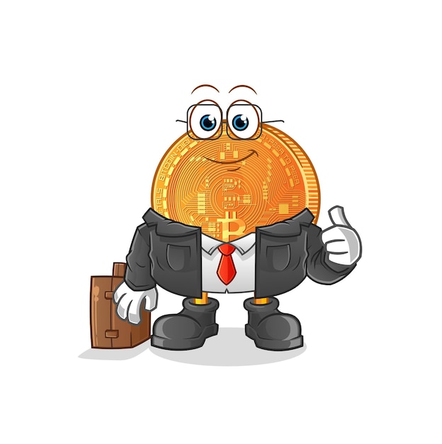 Vector bitcoin office worker mascot. cartoon vector