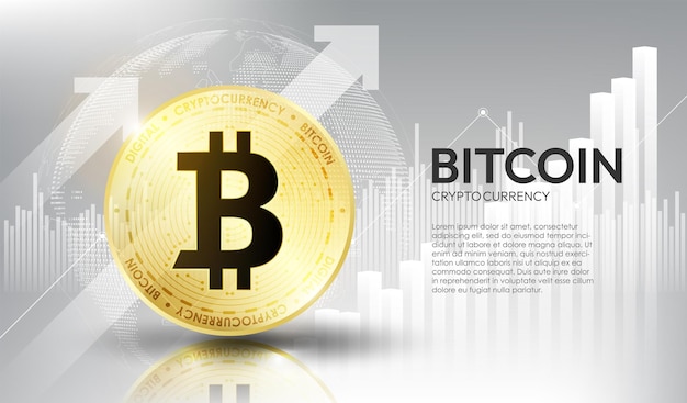 Bitcoin 가격 상승 개념 성장 차트 배경에 Bitcoin 디지털 암호 화폐