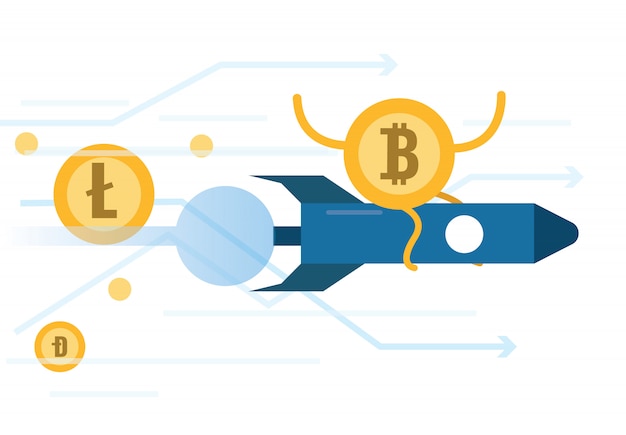 Bitcoin rijdende raket bewegen sneller