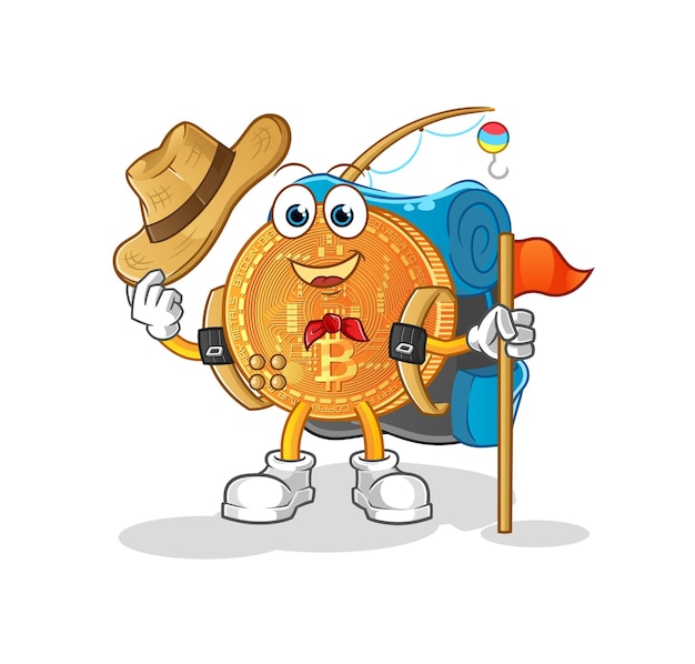 Bitcoin scout vector. cartoon character