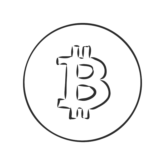 Simbolo bitcoin schizzo vettoriale bitcoin su sfondo bianco
