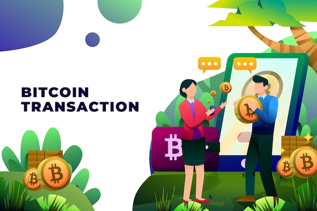 Vector bitcoin transaction - vector illustration