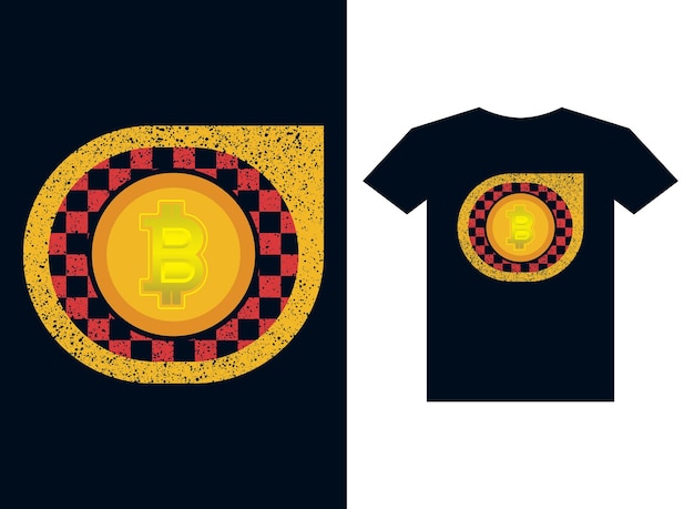 Bitcoin tshirt print sjabloon vectorillustratie