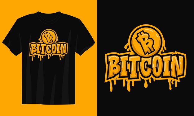 ビットコインタイポグラフィtシャツのデザインイラスト