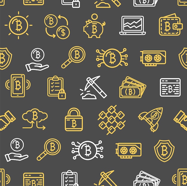 Bitcoin valuta naadloze patroon achtergrond op een witte vector