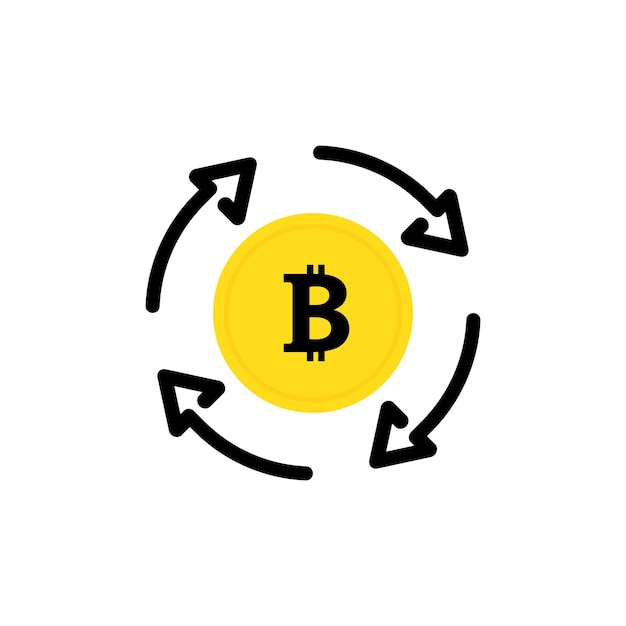 Биткойн векторный icon. значок монеты. символ денег. возврат, перезагрузка. символ криптовалюты. блокчейн
