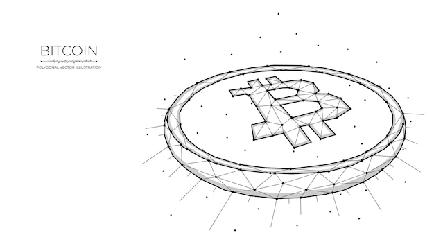 Bitcoin veelhoekige vectorillustratie op een witte achtergrond