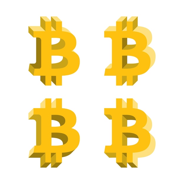 Vector bitcoin volume logo, flat icons with different sides. network money symbol