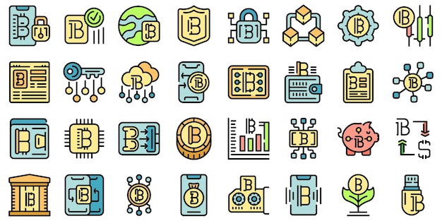 Bitcoin wallet icons set vector flat