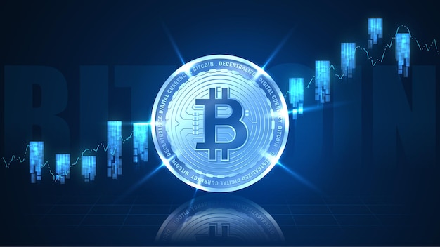 Bitcoin con indicatori in concept futuristico