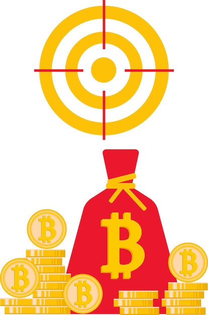 Bitcoins. conceptuele afbeelding in de stijl van lineair ontwerp op een witte achtergrond. een afbeelding met een doel. het concept van cryptocurrency.