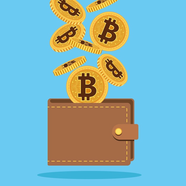 Bitcoins cyber money in wallet vector illustration design