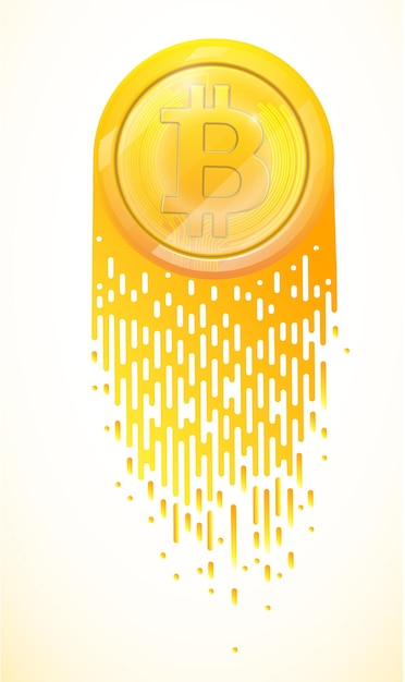 Bitcoins en nieuw virtueel geldconcept Achtergrond van gouden munt met pictogrambrief Vectorillustratie EPS 10 van gouden Bitcoin