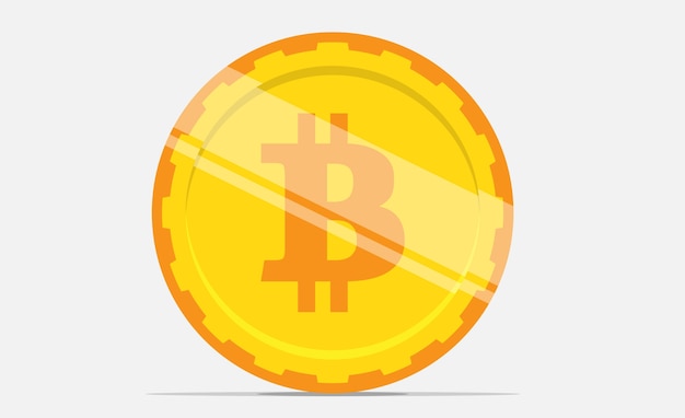 Bitcoinsymbool op de munt in plat ontwerp. Vector illustratie.