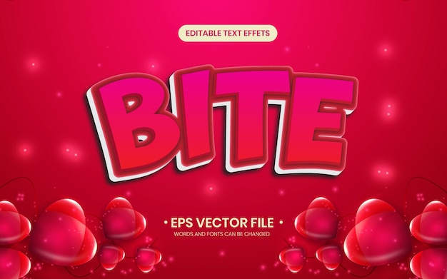 Vector bite 3d editable text effect