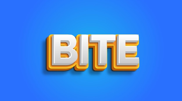 Bite 3d gele tekst effect