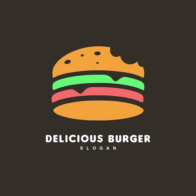 Дизайн логотипа укуса гамбургера для вектора дизайна кафе или ресторана
