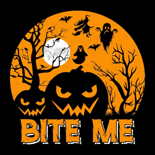 バイト・ミー・ハロウィン SVG Tシャツ デザイン グラフィック ハロウィン Tシャツ