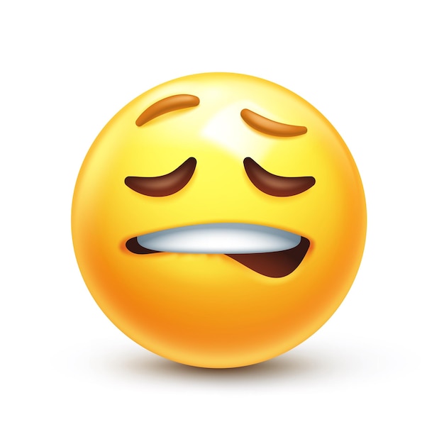 Premium Vector Biting Lip Emoji Emoticon With Bit Lip Mouth Closed