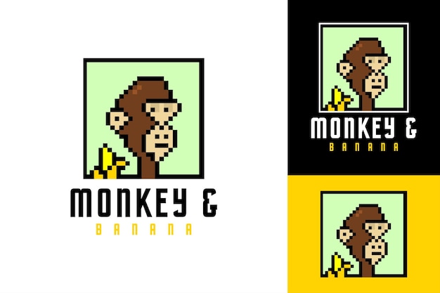 Bitmap vector monkey e banana logo design