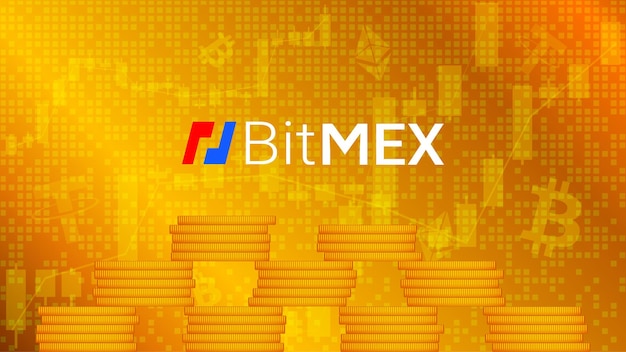 Bitmex cryptocurrency beursnaam met logo op abstracte digitale achtergrond Crypto-beurs voor nieuws en media Vector Eps10