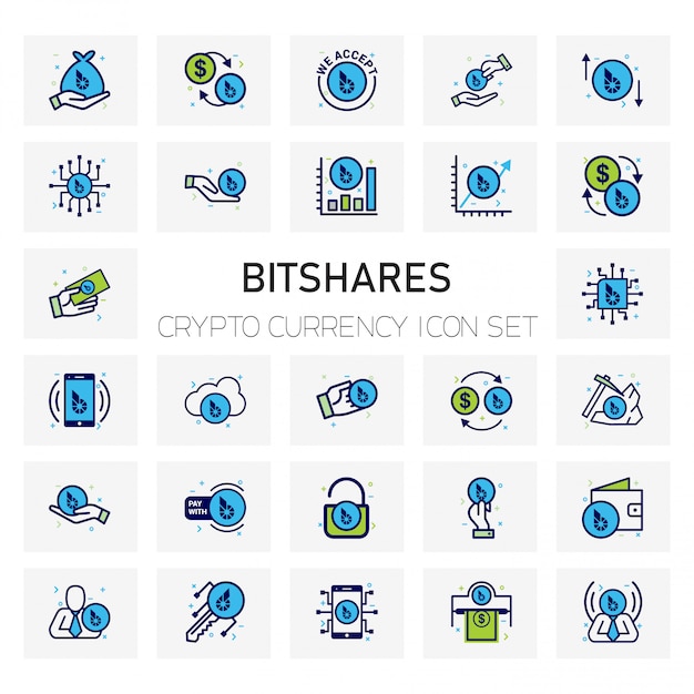 Set di icone di crypto currency di bitshares