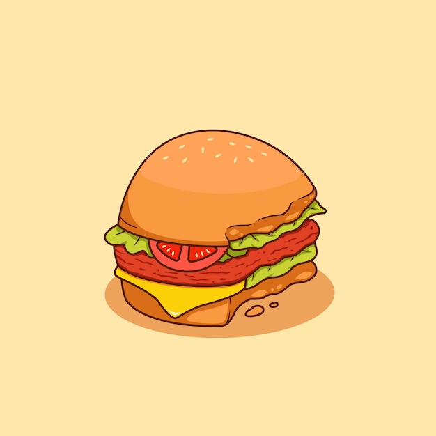 Bitten burger with ham meat and cheese vector illustration half eaten hamburger illustration