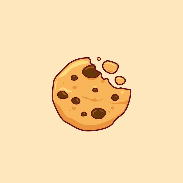 ベクトル かじったチョコチップクッキー イラスト