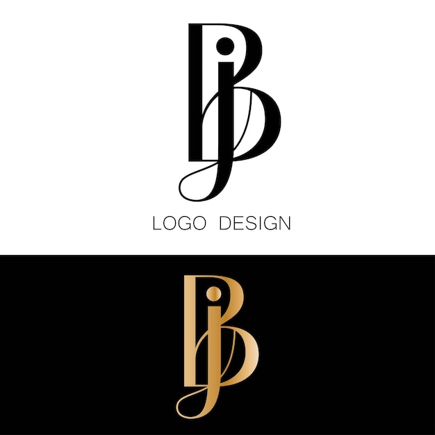BJ initial letter logo design icon