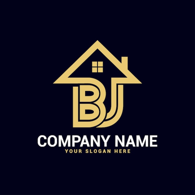 Логотип векторного письма Bj, jB Real Estate Letter Template