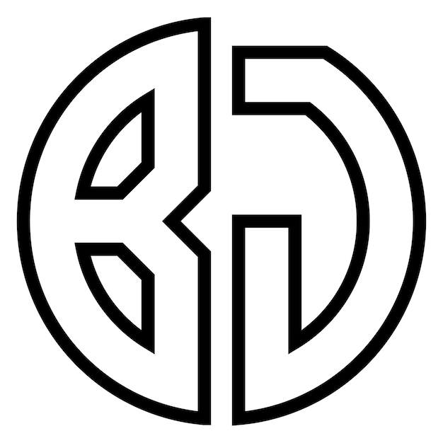 Vettore logo bj monogram in un disegno circolare