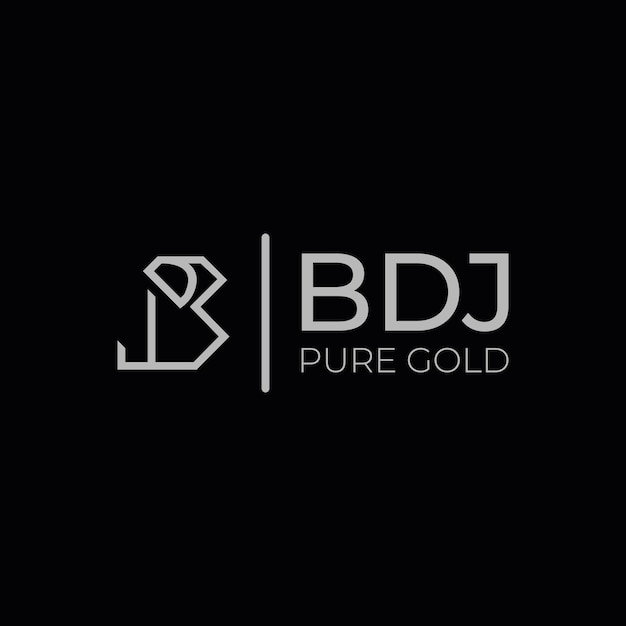 Вектор Логотип bjj из чистого золота на черном фоне