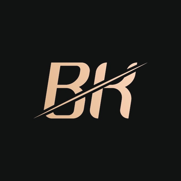 Bk letter logo design vector sjabloon goud en zwart letter bk logo design