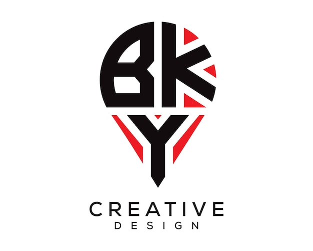 BKY letter location shape logo design