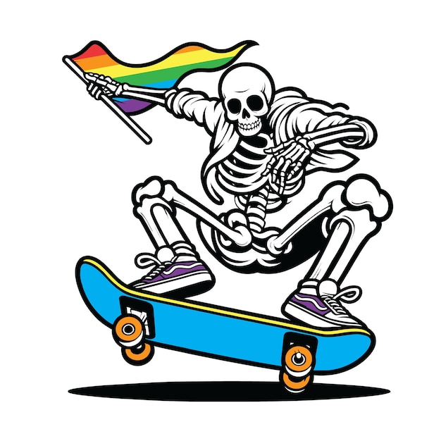 Vettore disegno di magliette lgbt skeleton svg