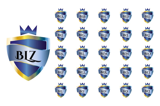 Vector bla to blz collection of shield logos with three capital letters