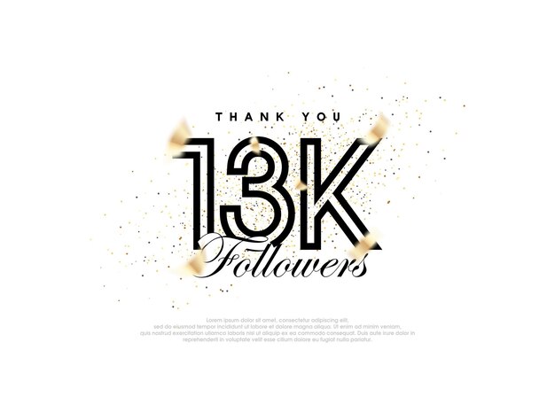 Black 13k followers number achievement celebration vector