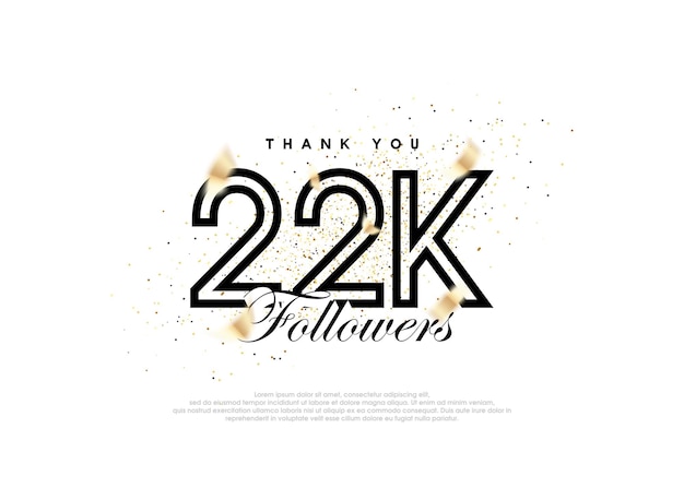 Black 22k followers number achievement celebration vector