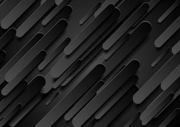 black 3d composition with geometric diagonal shapes tech design with paper texture pattern abstract dark vector concept background