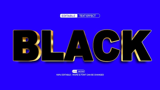 Black 3d editable text effect vector