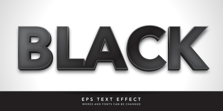 Vector black 3d editable text effect