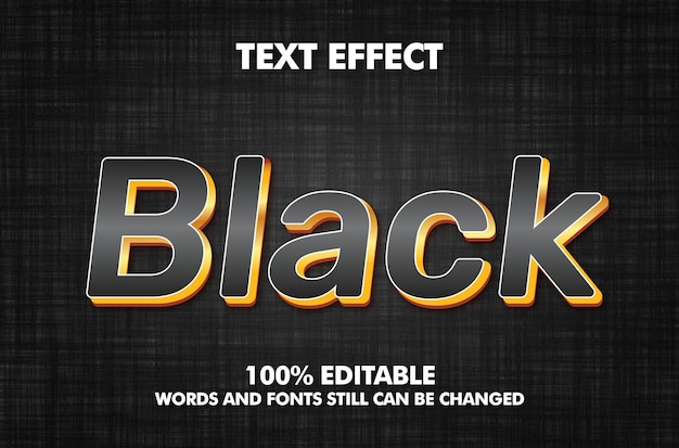 Black 3d editable vector text effect