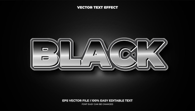 블랙 3d 금속 스타일 편집 가능한 텍스트 효과