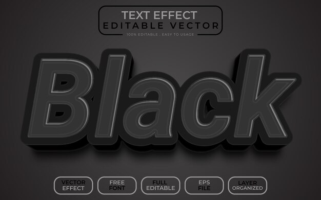 黒の3Dテキスト効果EPSベクトルファイル
