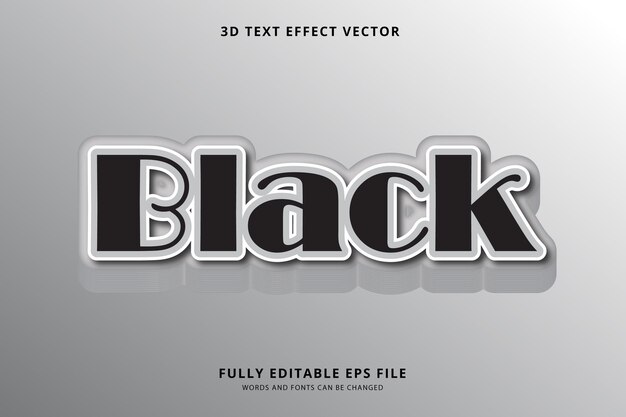 Black 3d text effect vector fully editable hight quality