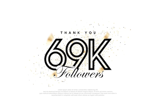 Black 69k followers number achievement celebration vector