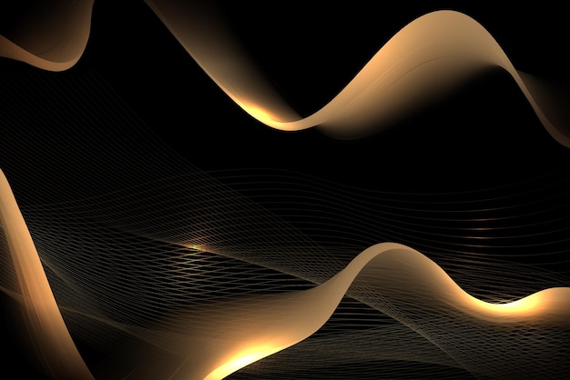 Vector black abstract background gorgeous, curved wave of beige shade