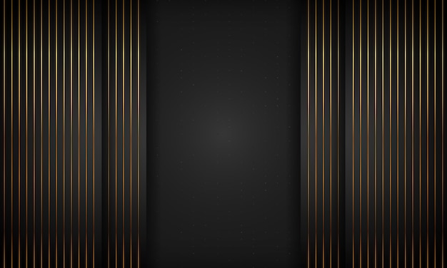 Black abstract background with golden lines. Modern luxury concept.